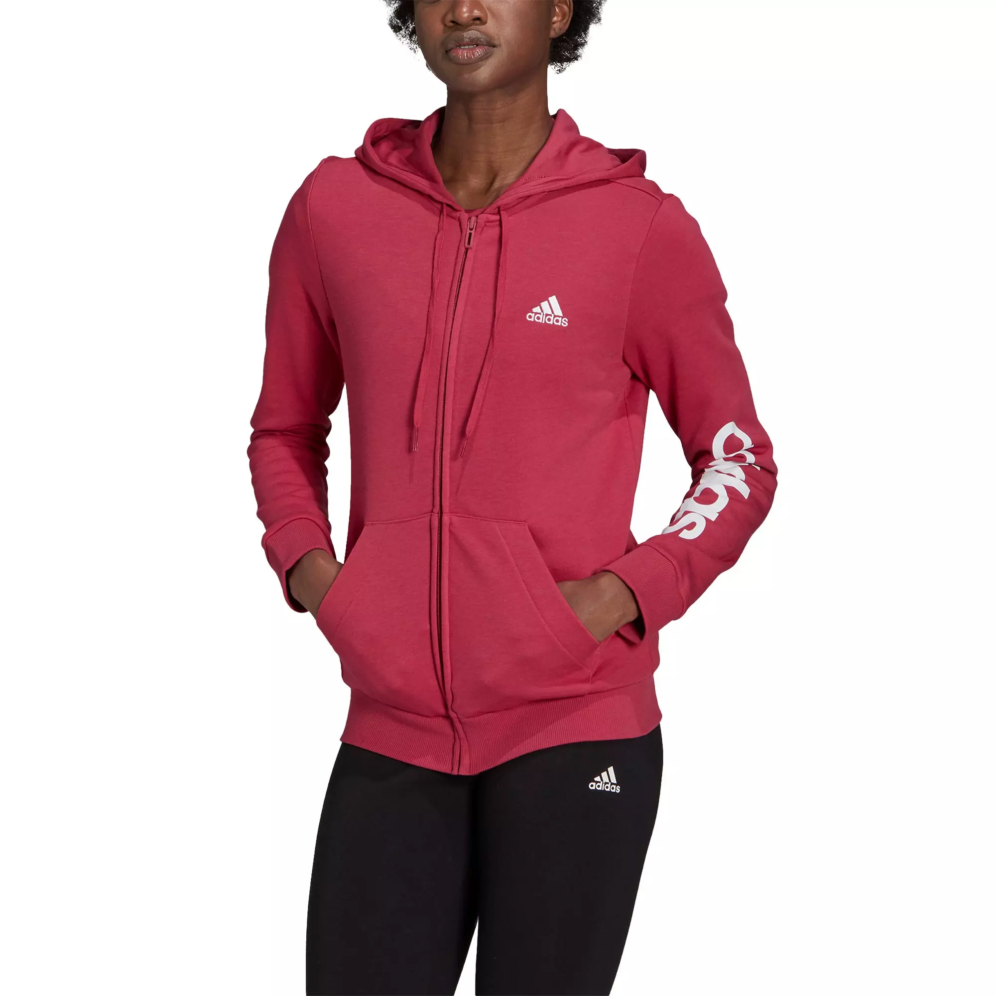 White adidas hoodie pink logo sale